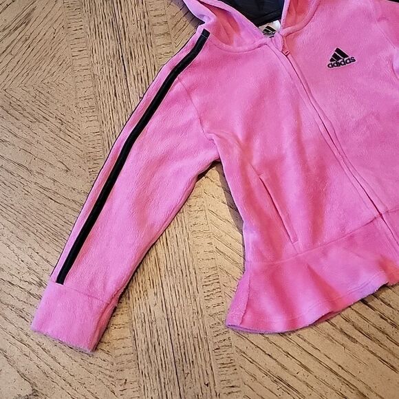 2T pink velour Hooded jacket Adidas 💖 - Picture 2 of 7